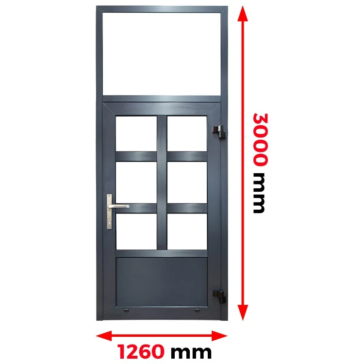 Aluminiumtür mit Oberlicht 1260 x 3000mm MB70