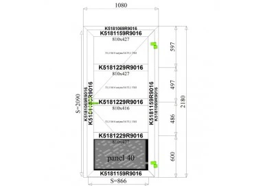 Aluminiumtür mit Oberlicht 1080 x 2180 mm MB70