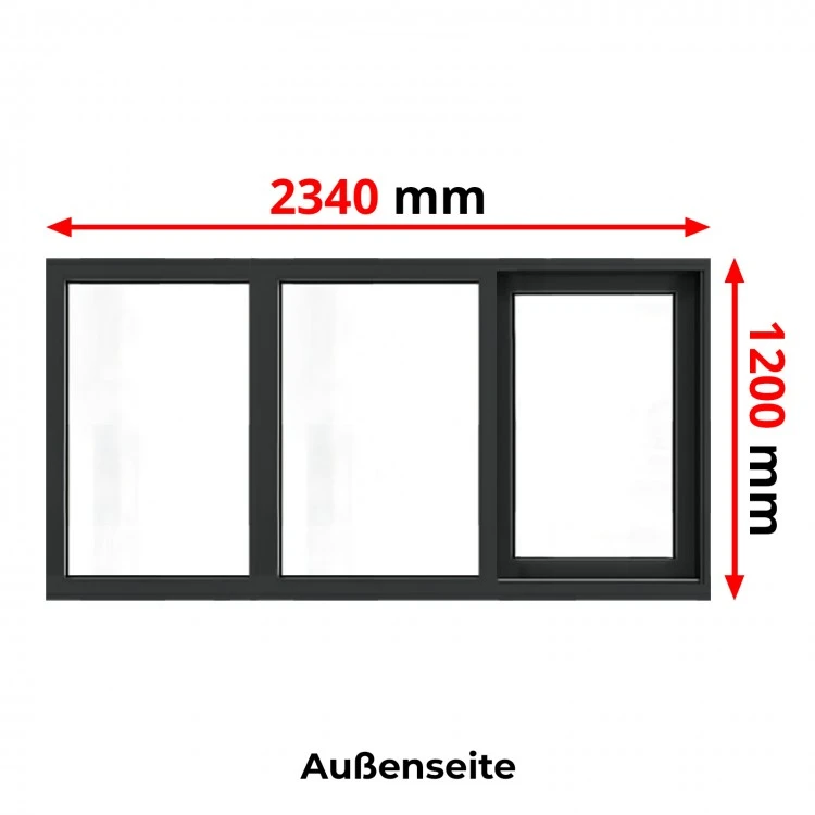 Aluminium Schiebefenster 2340 x 1200 mm MB70