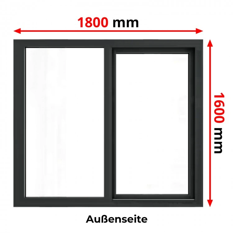 Aluminium Schiebefenster 1800 x 1600 mm MB77HS