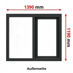 Aluminium Schiebefenster 1390 x 1190 mm MB77HS