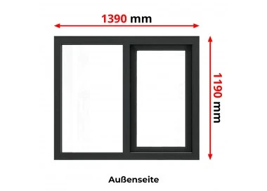 Aluminium Schiebefenster 1390 x 1190 mm MB77HS