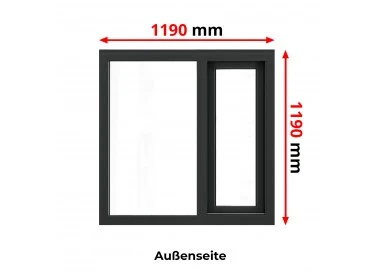 Aluminium Schiebefenster 1190 x 1190 mm MB77HS