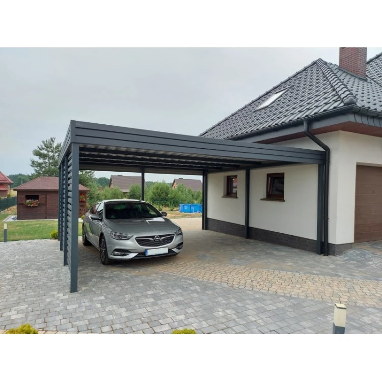Carport Stahl Modern Garagen 6x6m Wande 1+0