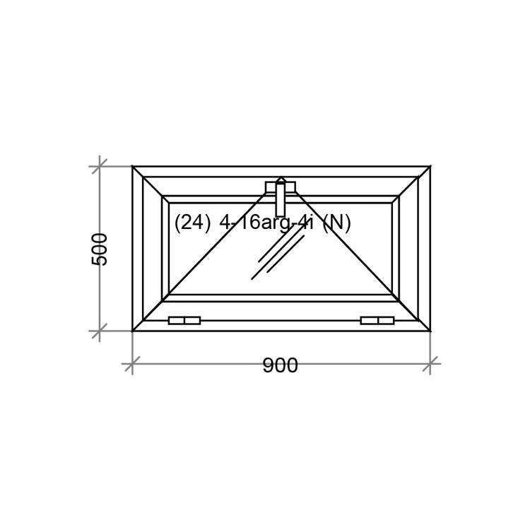 PVC Fenster Kipp 900 x 500 mm Weiß