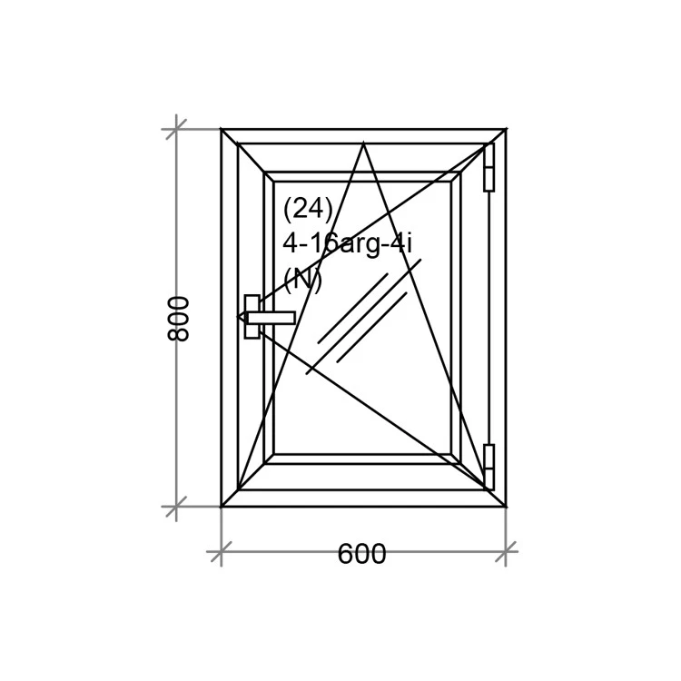 PVC Fenster Dreh-Kipp 600 x 800 mm Weiß