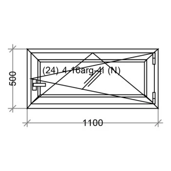 PVC Fenster Dreh-Kipp 1100 x 500 mm Weiß 2