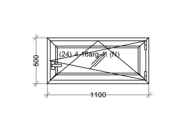 PVC Fenster Dreh-Kipp 1100 x 500 mm Weiß