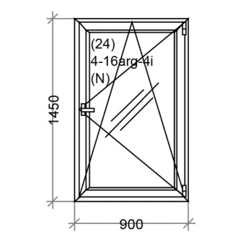PVC Fenster Dreh-Kipp 900 x 1450 mm Weiß 2