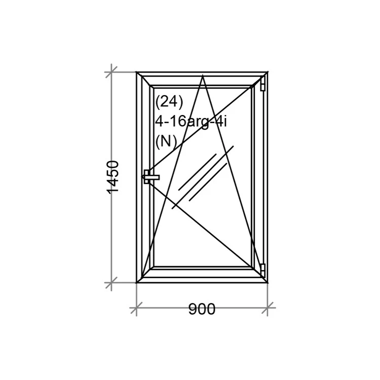 PVC Fenster Dreh-Kipp 900 x 1450 mm Weiß
