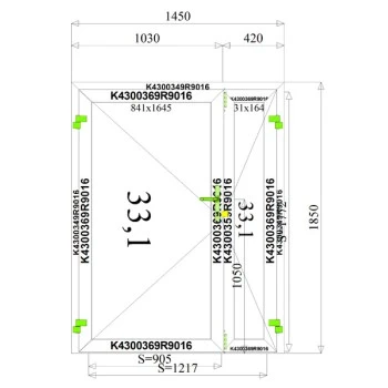 Aluminium Tür 1450 x 1850 mm MB45 2