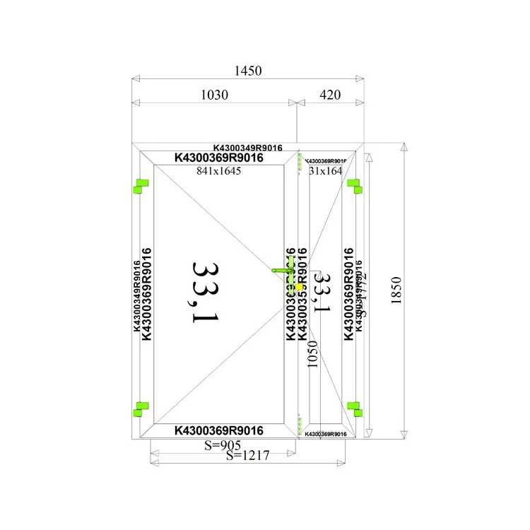 Aluminium Tür 1450 x 1850 mm MB45
