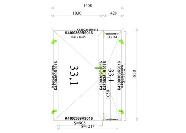 Aluminium Tür 1450 x 1850 mm MB45
