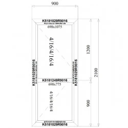 Aluminium Tür 900 x 2100 mm Dreh Profil MB70 2