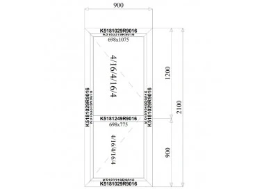 Aluminium Tür 900 x 2100 mm Dreh Profil MB70