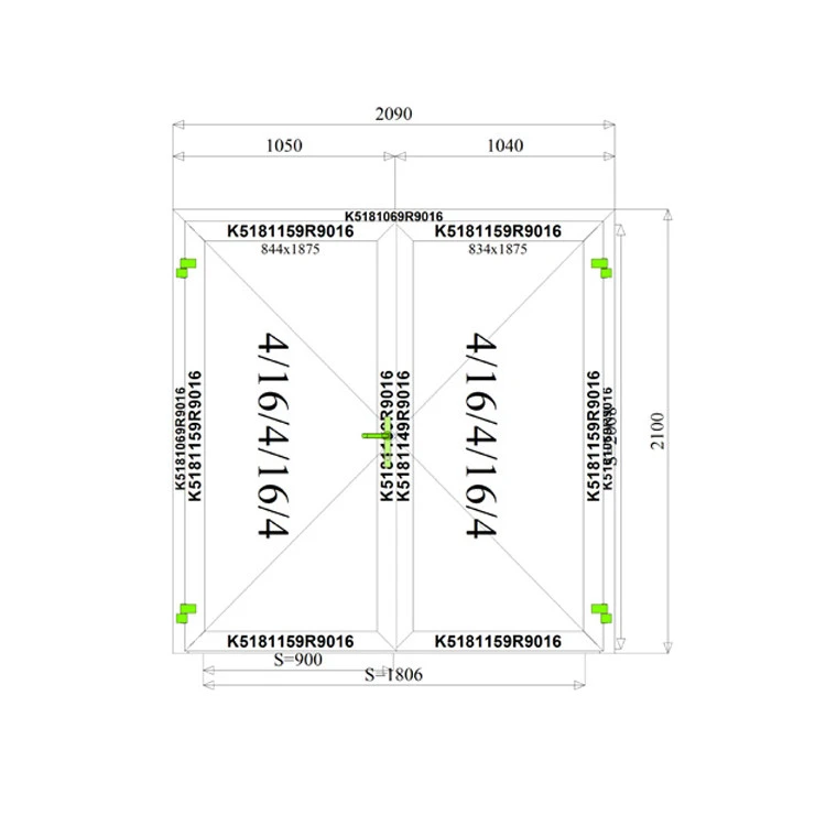 Aluminium Tür 2090 x 2100 mm MB70