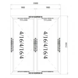 Aluminium Tür 1800 x 2100 mm MB70