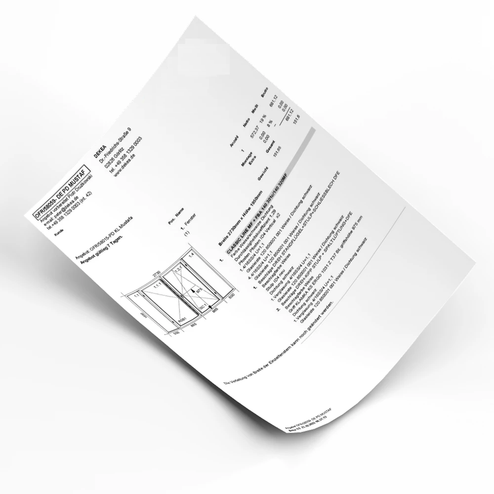 Innenfensterbank aus MDF, laminiert in der Farbe Antike Eiche, mit abgerundeten Ecken &ndash; Produktansicht mit technischer Datentabelle.