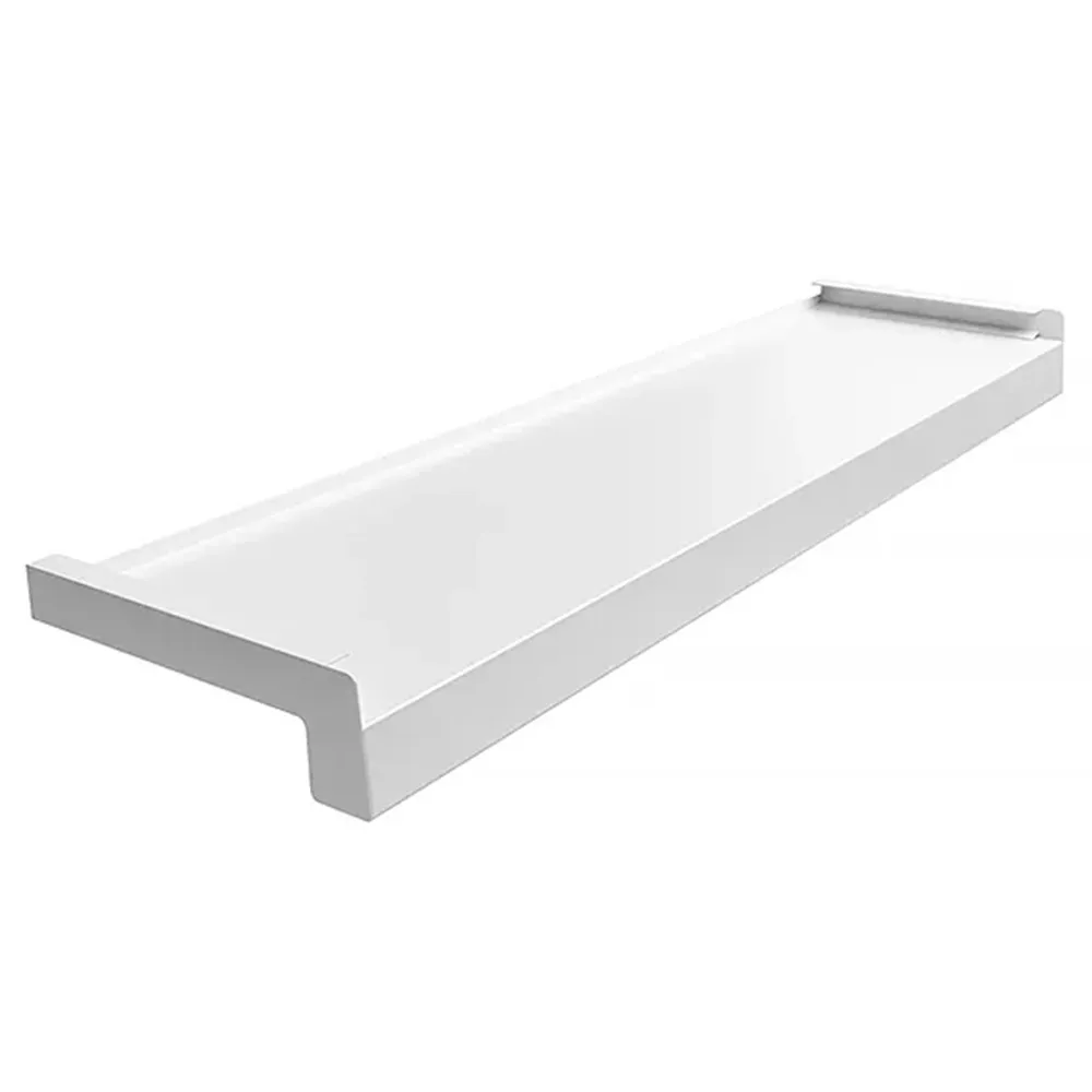 Aluminium-Fensterbank in Wei&szlig; RAL 9016 mit technischen Daten zu Gr&ouml;&szlig;e, Material und Einsatzbereich.