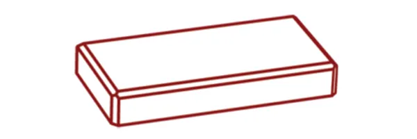 Schema einer Granitfensterbank mit zwei Kantenvarianten: rechteckige Ecke und abgerundete Ecke.