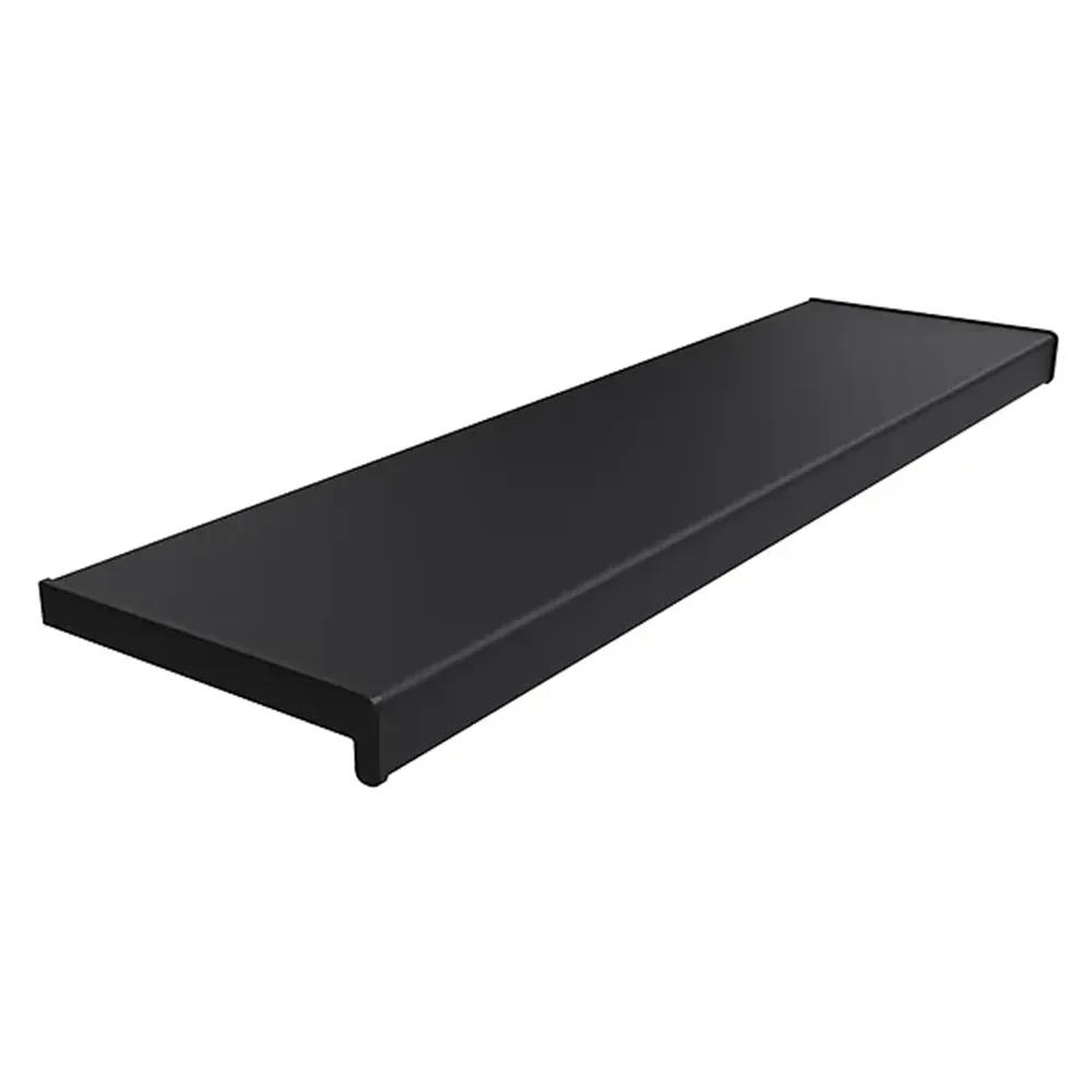 PVC-Innenfensterbank in Schwarz Matt mit Schutzfolie, Gr&ouml;&szlig;e 100 x 150 mm, f&uuml;r den Innenbereich