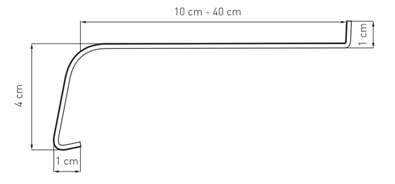 Technische Zeichnung einer lackiert Stahl-Au&szlig;enfensterbank (10&ndash;40 cm) mit abgerundeter Softline-Frontkante und Beschreibung zur RENOLIT-Beschichtung.