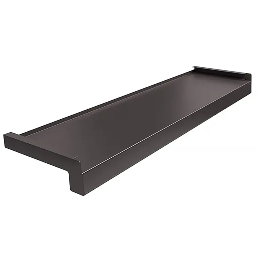 Au&szlig;enfensterbank aus Stahl in Braun RAL 8019, inklusive technischer Daten&uuml;bersicht (250 &times; 150 mm, 0,7 mm Blechst&auml;rke, f&uuml;r den Au&szlig;enbereich).