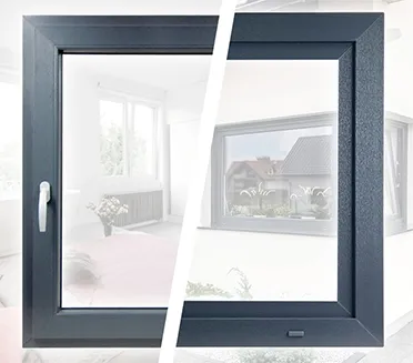 Zweifarbige PVC-Fenster &ndash; unterschiedliche Rahmenfarbe auf der Innen- und Au&szlig;enseite (beidseitige Farbgebung).